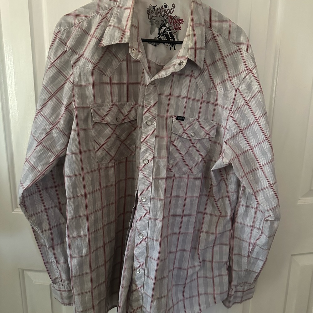 Red and White Casual Button Down Shirt